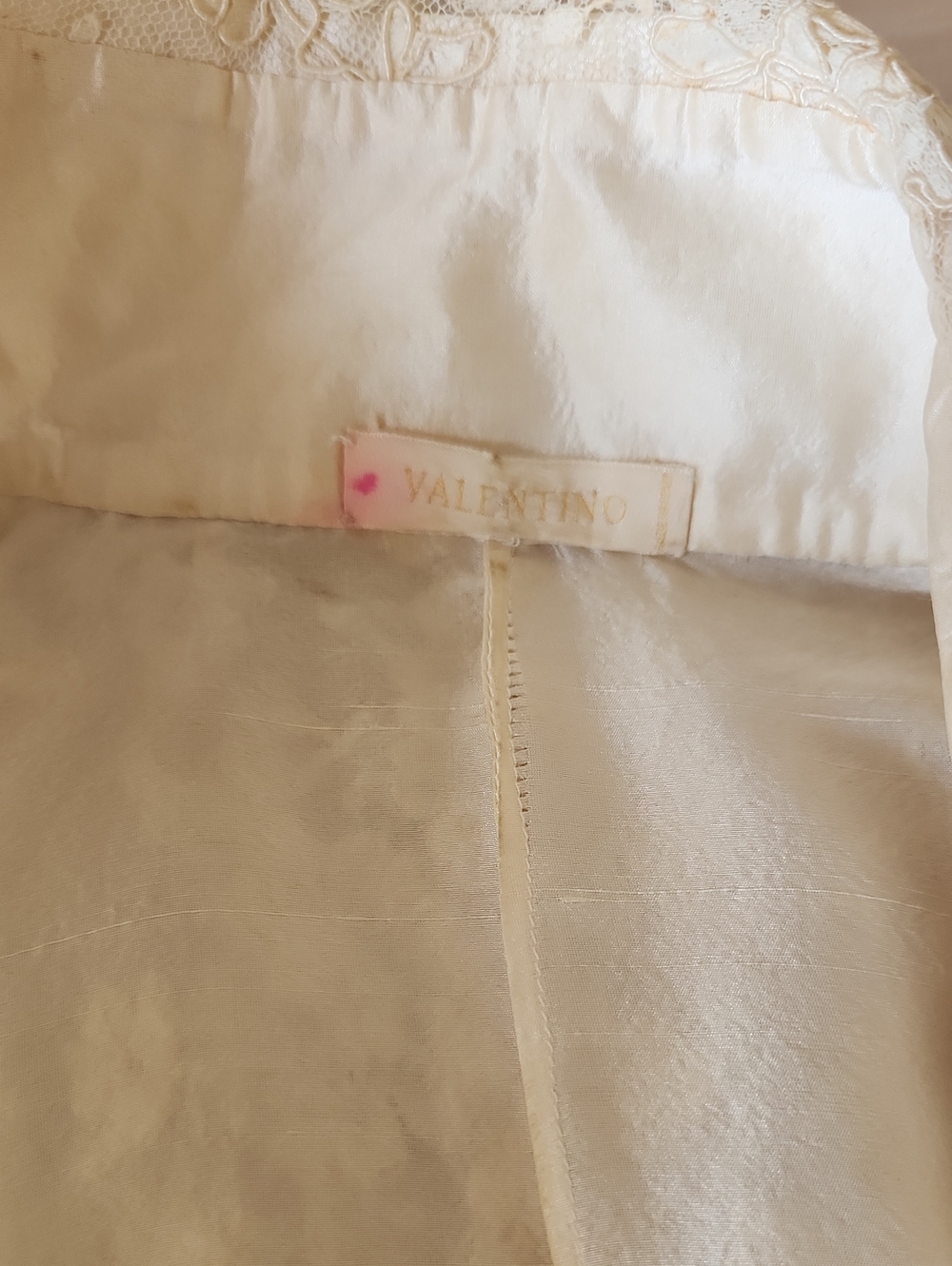 Valentino Cream Satin Throw with Subtle Lace Trim